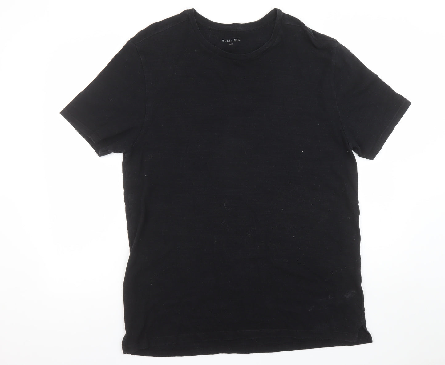 AllSaints Men's Black Cotton Crew Neck Short Sleeve T-Shirt Size L