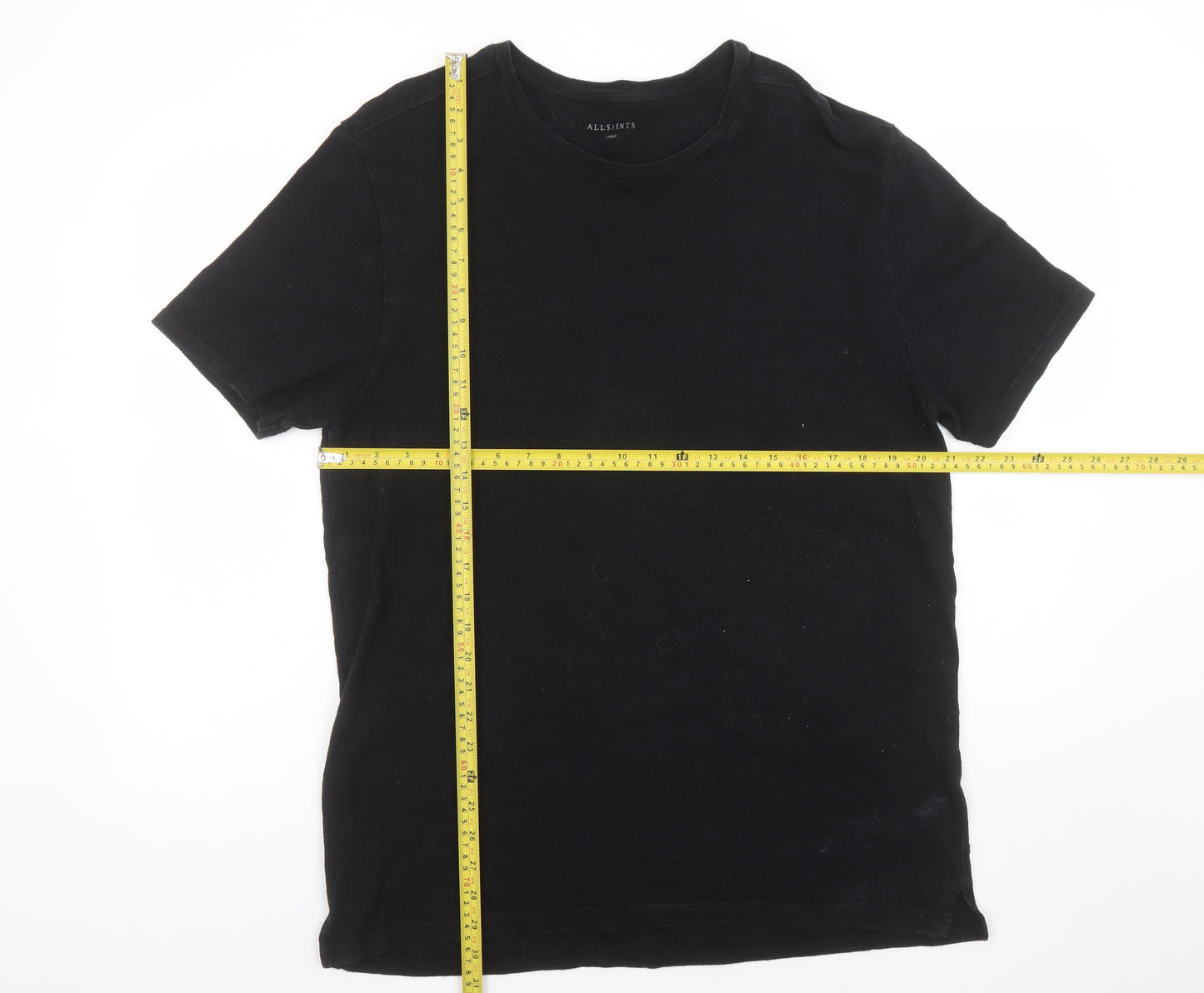 AllSaints Men's Black Cotton Crew Neck Short Sleeve T-Shirt Size L