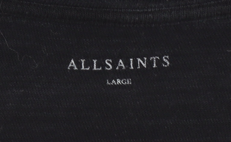 AllSaints Men's Black Cotton Crew Neck Short Sleeve T-Shirt Size L