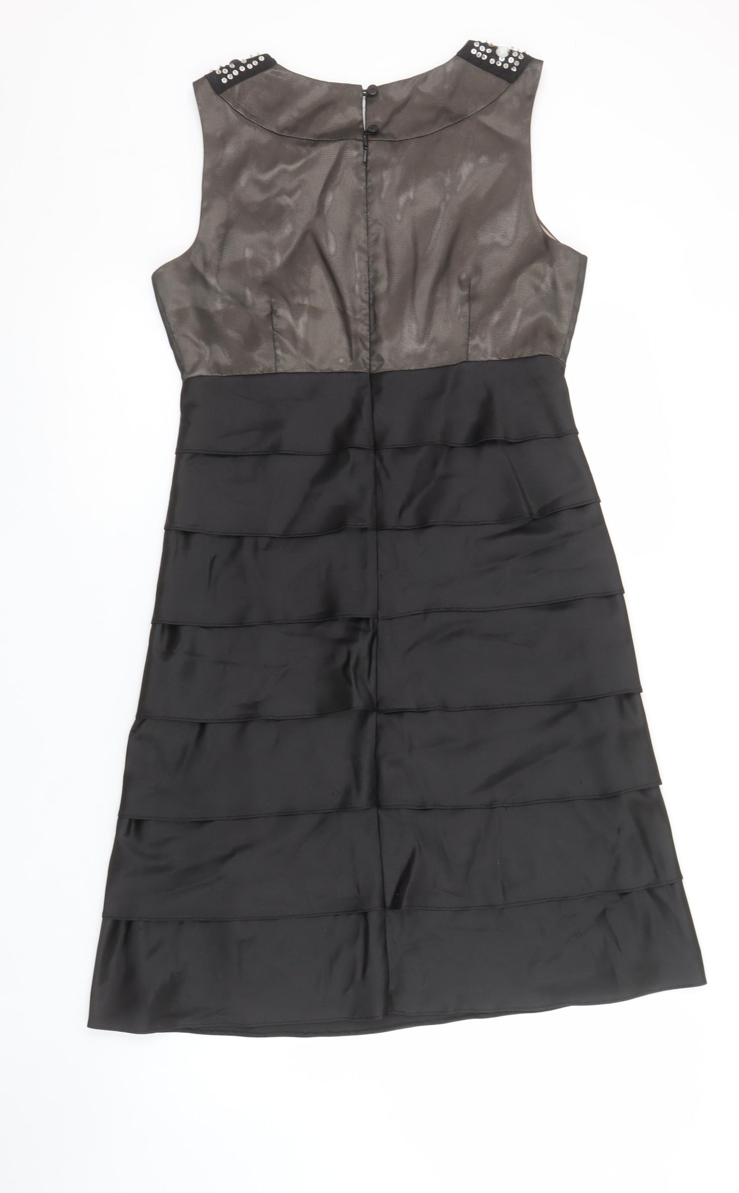 Next Women’s Black Beaded Sleeveless Shift Dress Size 10