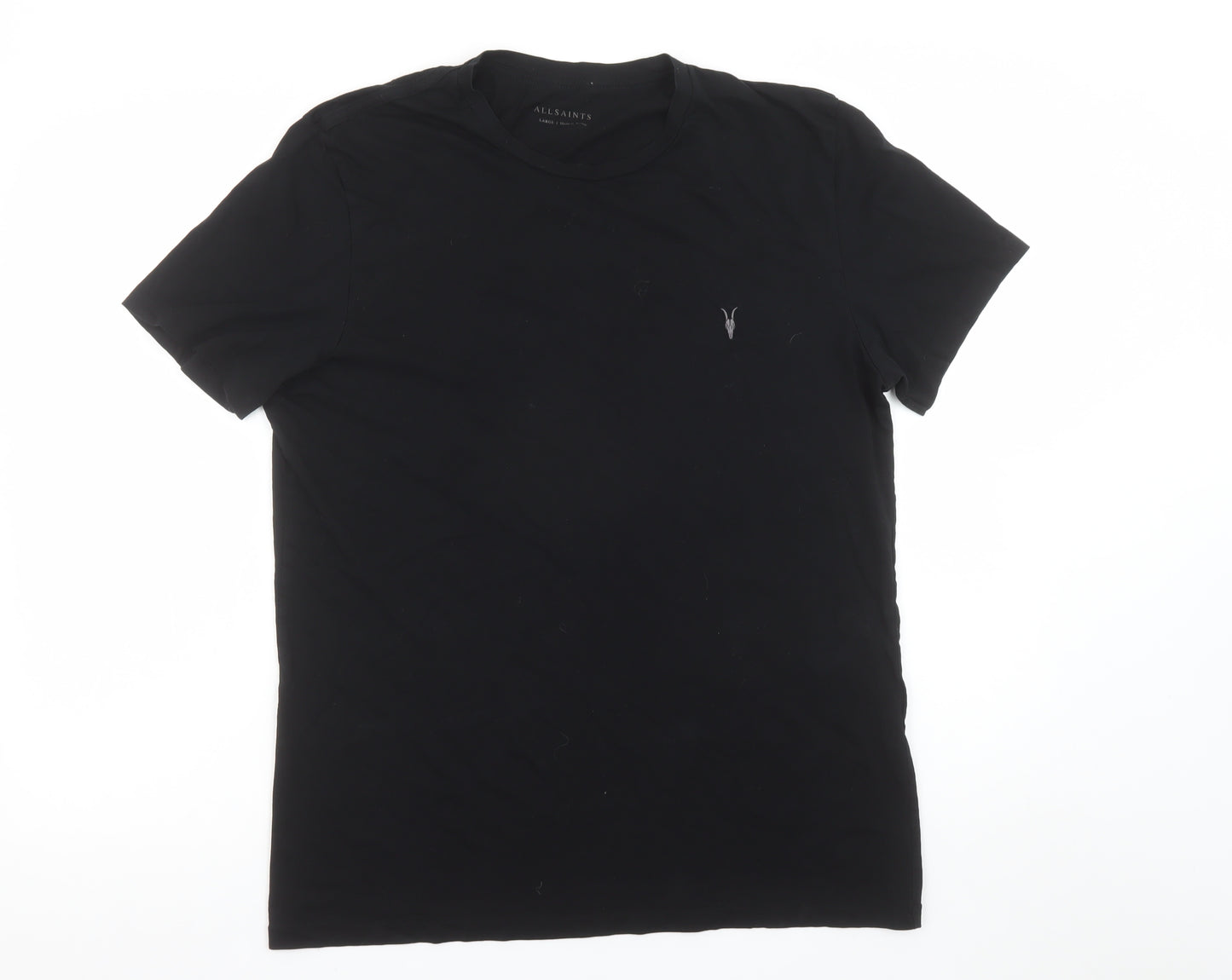 AllSaints Men’s Black Cotton Crew Neck Short Sleeve T-Shirt Size L