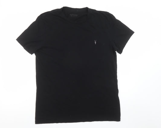 AllSaints Men’s Black Cotton Crew Neck Short Sleeve T-Shirt Size L