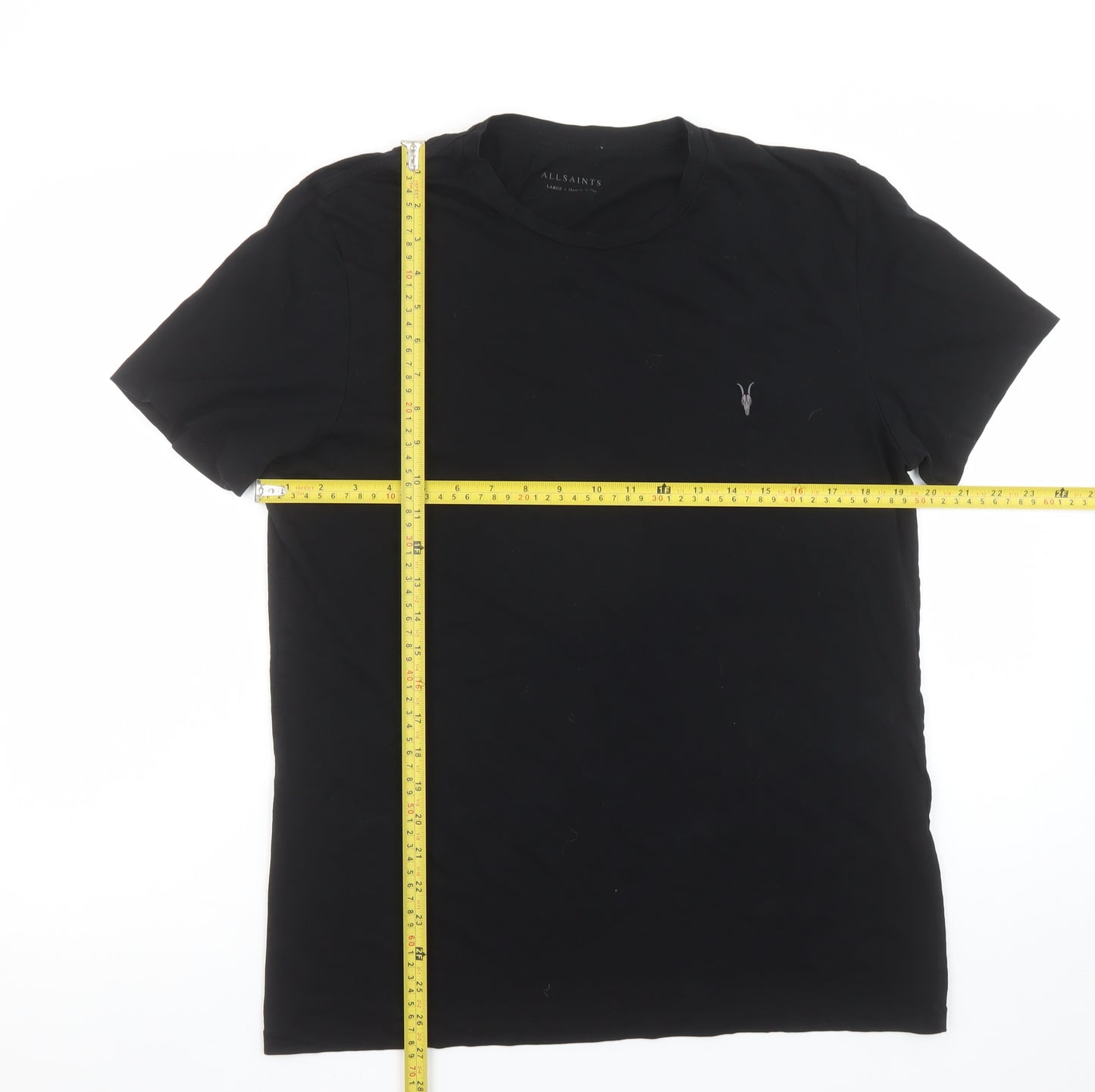 AllSaints Men’s Black Cotton Crew Neck Short Sleeve T-Shirt Size L