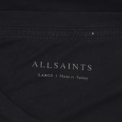 AllSaints Men’s Black Cotton Crew Neck Short Sleeve T-Shirt Size L