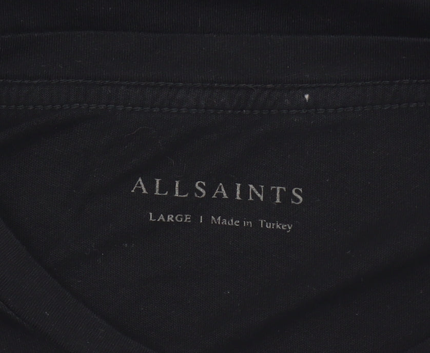 AllSaints Men’s Black Cotton Crew Neck Short Sleeve T-Shirt Size L