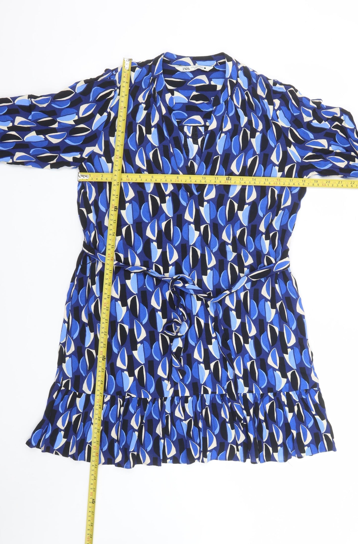 ZARA Women Multicoloured Geometric Wrap Dress Size M