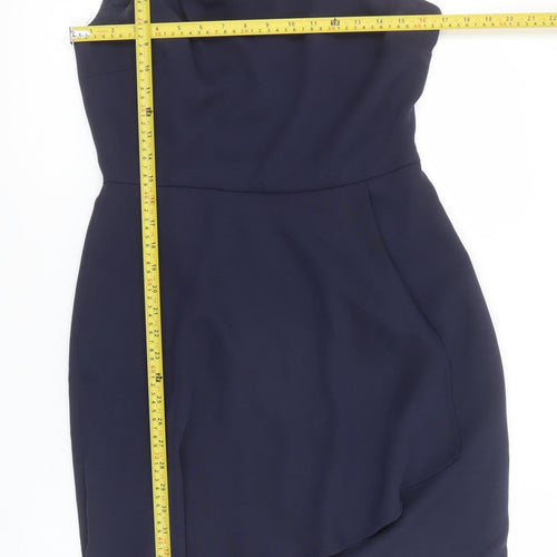 Oasis Womens Blue One Shoulder Short Sheath Dress Size 12