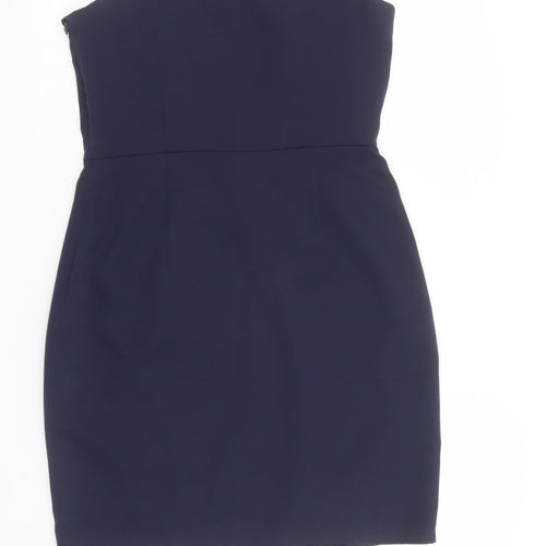 Oasis Womens Blue One Shoulder Short Sheath Dress Size 12