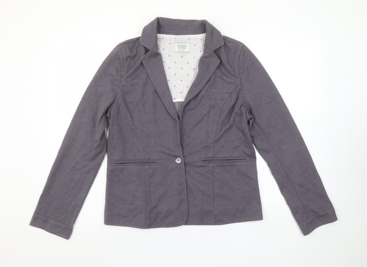 Dickins & Jones Women’s Grey Cotton Blend Blazer UK 10 Single-Breasted Jacket