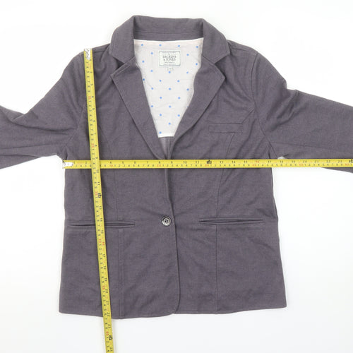 Dickins & Jones Women’s Grey Cotton Blend Blazer UK 10 Single-Breasted Jacket