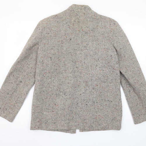 Richard Shops Women Beige Wool Blend Tweed Single-Breasted Blazer Size 14
