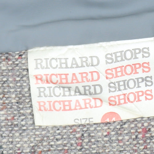 Richard Shops Women Beige Wool Blend Tweed Single-Breasted Blazer Size 14