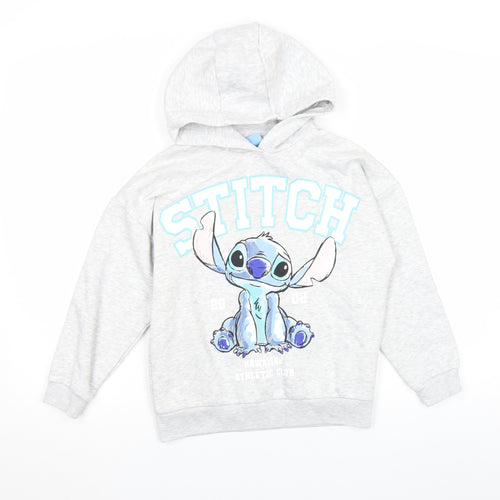 Disney Girls Grey Stitch Pullover Hoodie 6 Years Fleece Long Sleeve