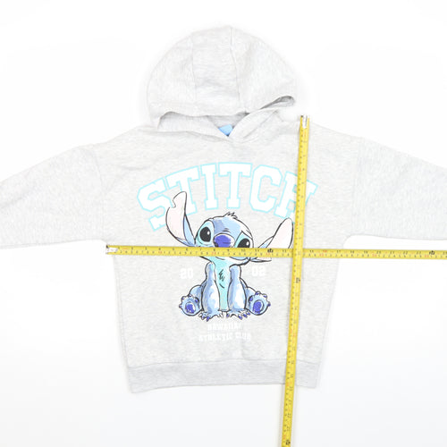 Disney Girls Grey Stitch Pullover Hoodie 6 Years Fleece Long Sleeve
