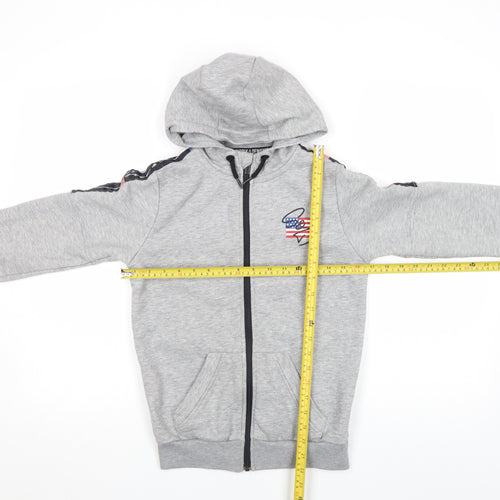 Supply & Demand Boys Grey Full Zip Hoodie 10-12 Years American Flag Design
