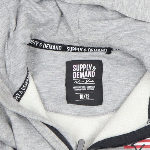 Supply & Demand Boys Grey Full Zip Hoodie 10-12 Years American Flag Design