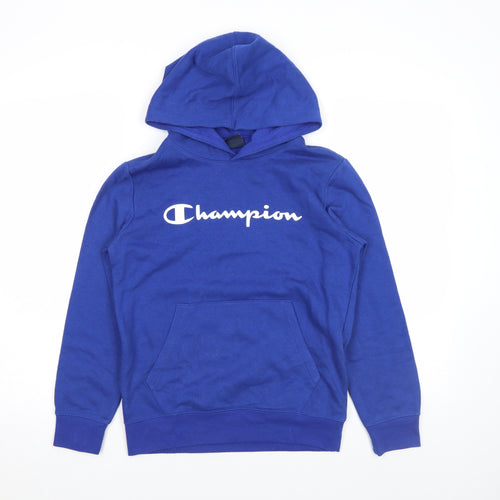 Champion Boys Blue Pullover Hoodie 11-12 Years Logo Fleece Sweatshirt