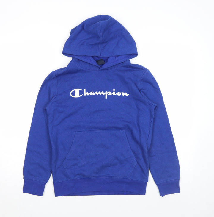 Champion Boys Blue Pullover Hoodie 11-12 Years Logo Fleece Sweatshirt