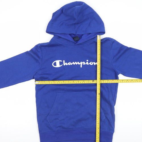 Champion Boys Blue Pullover Hoodie 11-12 Years Logo Fleece Sweatshirt