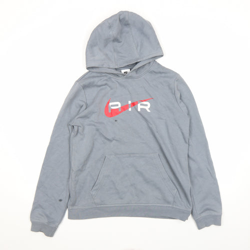 Nike Boys Grey Air Logo Pullover Hoodie XL 158-170cm Long Sleeve Fleece