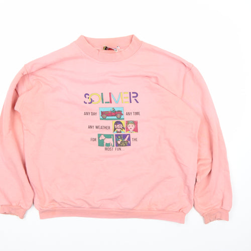 s.Oliver Womens Pink Graphic Pullover Sweatshirt Size M