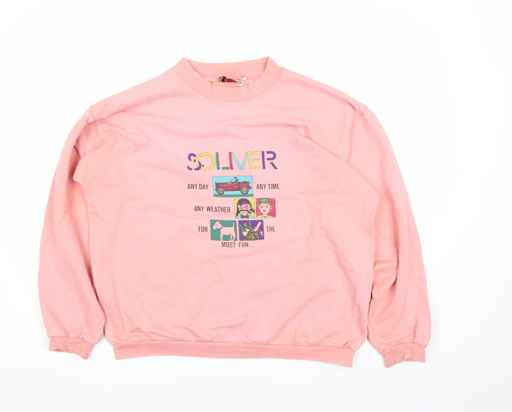 s.Oliver Womens Pink Graphic Pullover Sweatshirt Size M