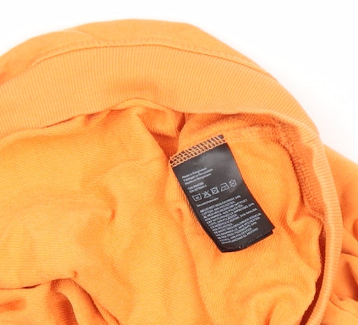 H&M Women Orange Graphic Crop Sweatshirt Size M Cotton Blend