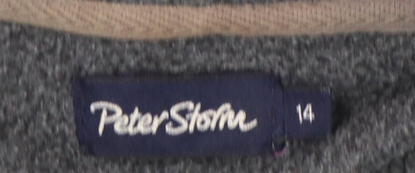 Peter Storm Women's Grey Full Zip Fleece Hoodie Size 14 Polyester Outdoor