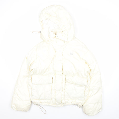 Levi's Women's Ivory Hooded Puffer Jacket Size S Quilted Winter Coat