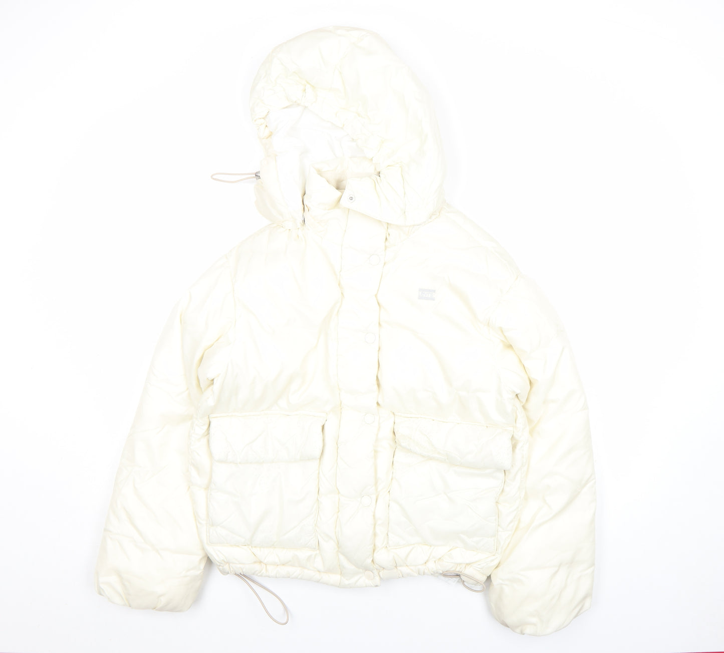 Levi's Women's Ivory Hooded Puffer Jacket Size S Quilted Winter Coat