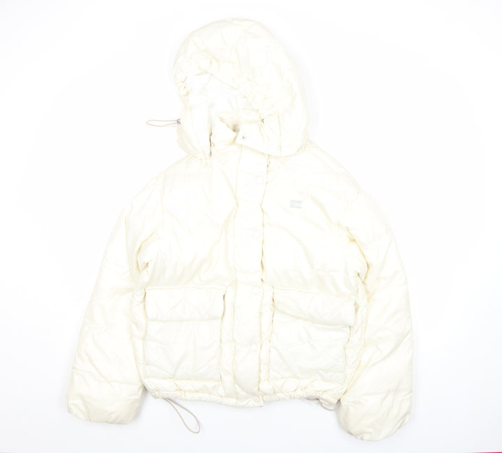 Levi's Women's Ivory Hooded Puffer Jacket Size S Quilted Winter Coat