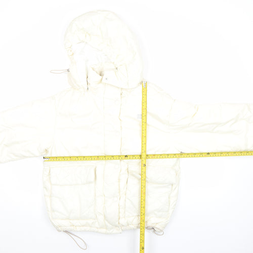 Levi's Women's Ivory Hooded Puffer Jacket Size S Quilted Winter Coat