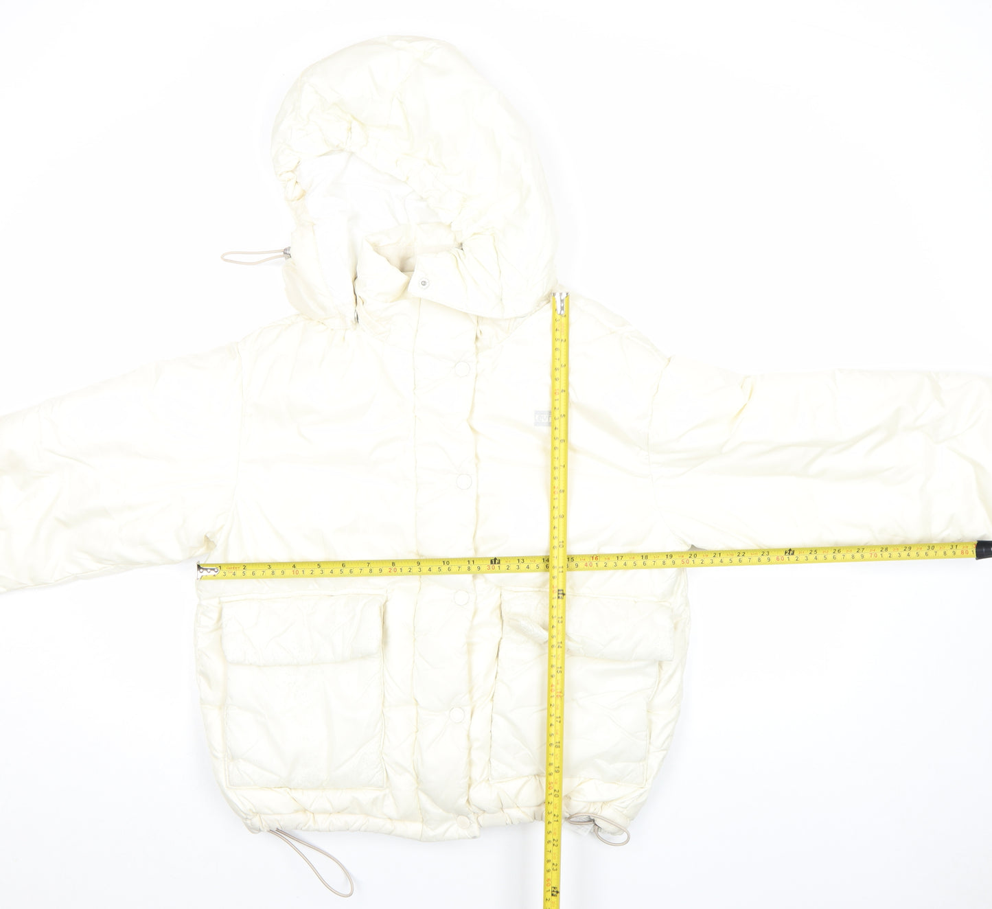Levi's Women's Ivory Hooded Puffer Jacket Size S Quilted Winter Coat