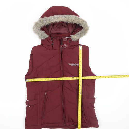 Woodland Active Outfitters Womens Burgundy Hooded Puffer Waistcoat M