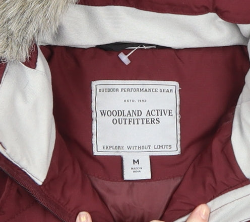 Woodland Active Outfitters Womens Burgundy Hooded Puffer Waistcoat M