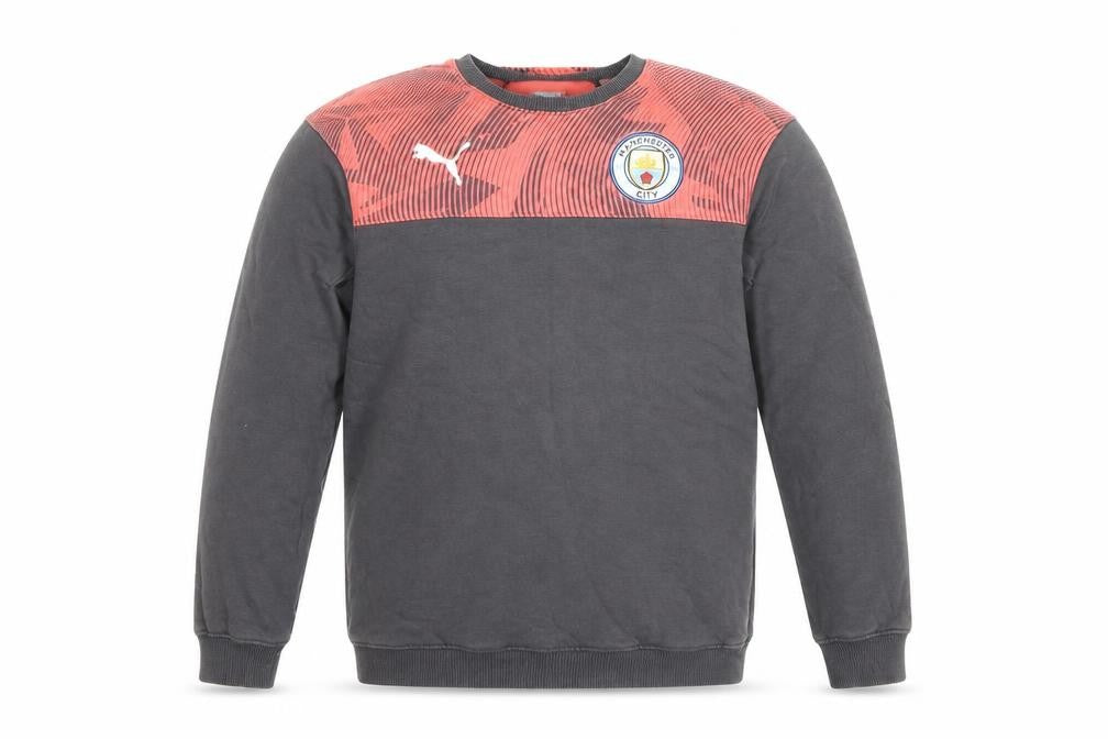 Front view of Puma boys’ grey manchester city pullover sweatshirt 13-14 years