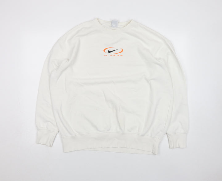 Nike Men's White Small Pullover Sweatshirt Sportswear Logo Fleece