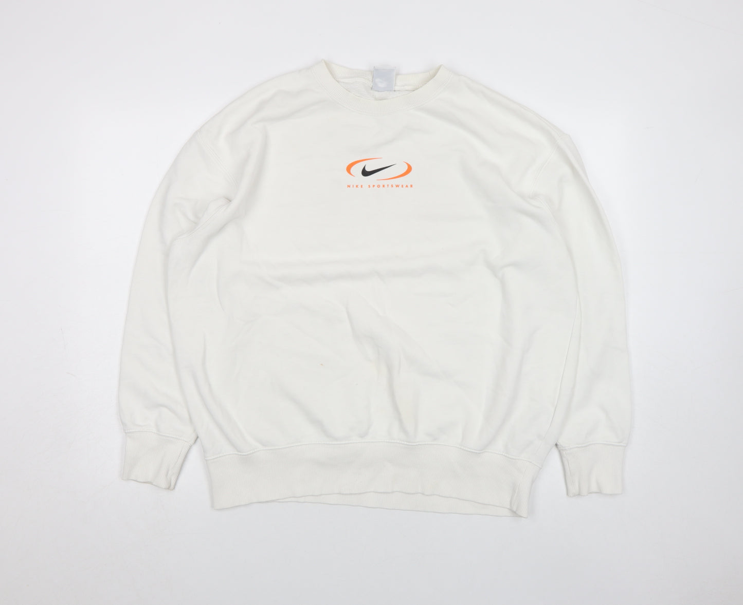 Nike Men's White Small Pullover Sweatshirt Sportswear Logo Fleece