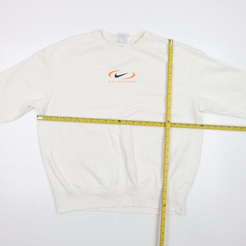 Nike Men's White Small Pullover Sweatshirt Sportswear Logo Fleece
