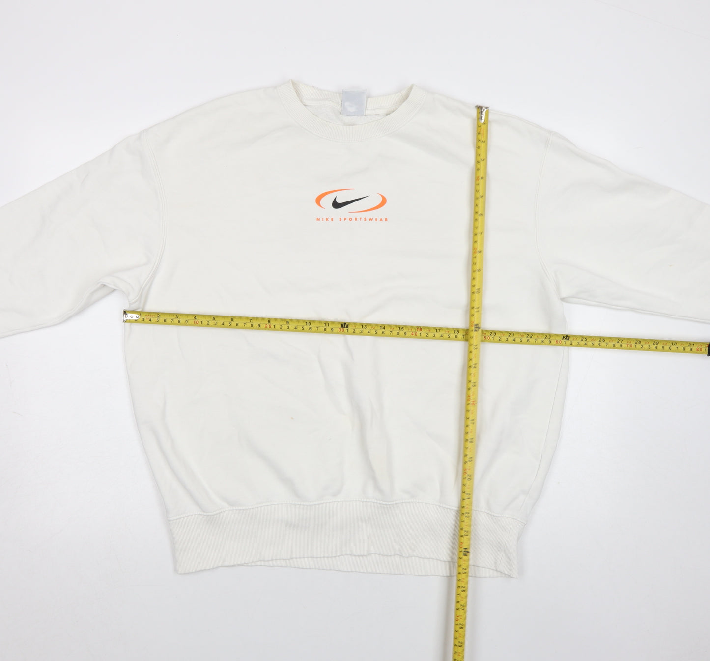 Nike Men's White Small Pullover Sweatshirt Sportswear Logo Fleece