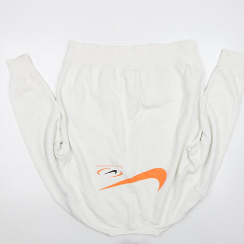Nike Men's White Small Pullover Sweatshirt Sportswear Logo Fleece
