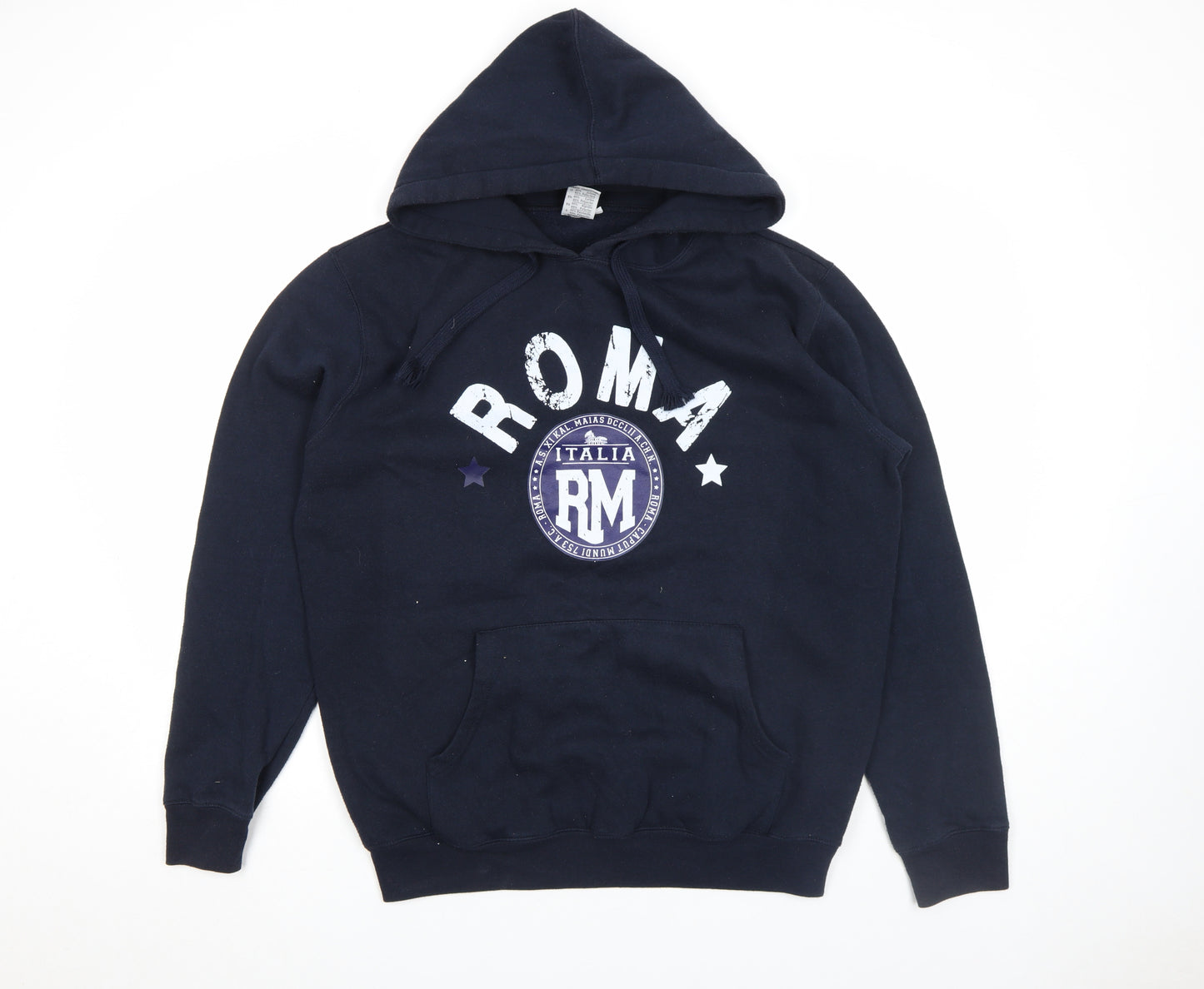 Lemon Collection Men's Blue Pullover Hoodie XL ROMA Print