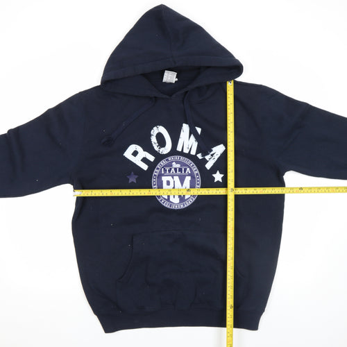 Lemon Collection Men's Blue Pullover Hoodie XL ROMA Print