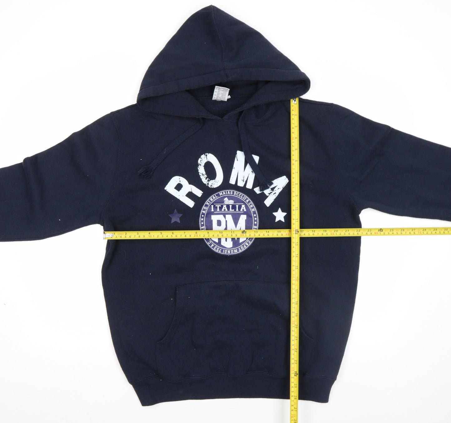 Lemon Collection Men's Blue Pullover Hoodie XL ROMA Print