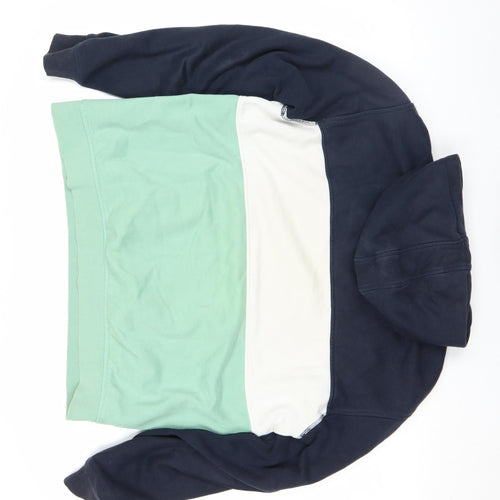 Farah Men's Blue Green White Pullover Colour Block Hoodie Size L