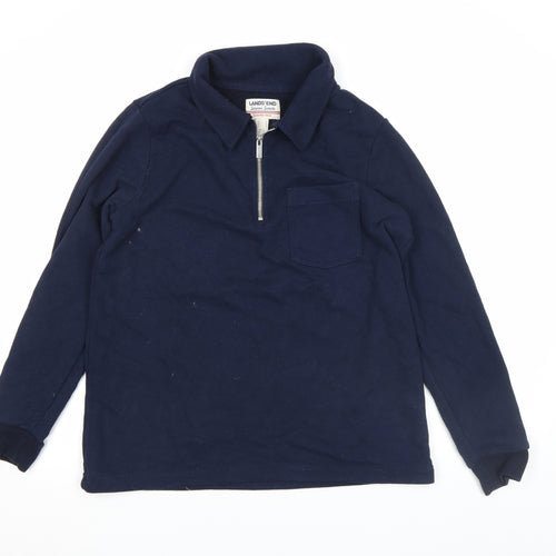 Lands' End Women's Navy 1/2 Zip Serious Sweats Sweatshirt Size M