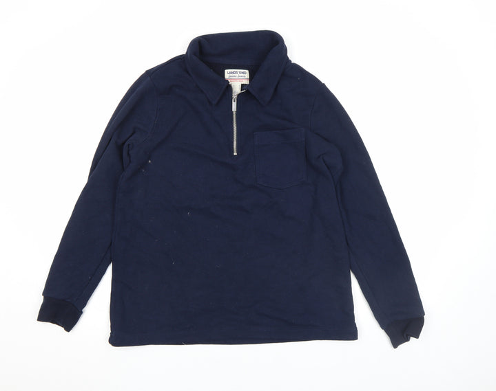 Lands' End Women's Navy 1/2 Zip Serious Sweats Sweatshirt Size M