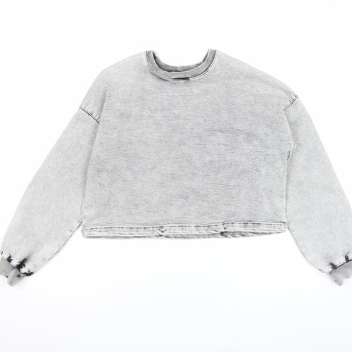 Primark Denim Co Women Grey Cropped Pullover Sweatshirt Size 6