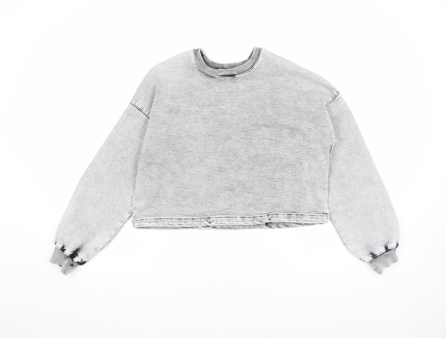 Primark Denim Co Women Grey Cropped Pullover Sweatshirt Size 6