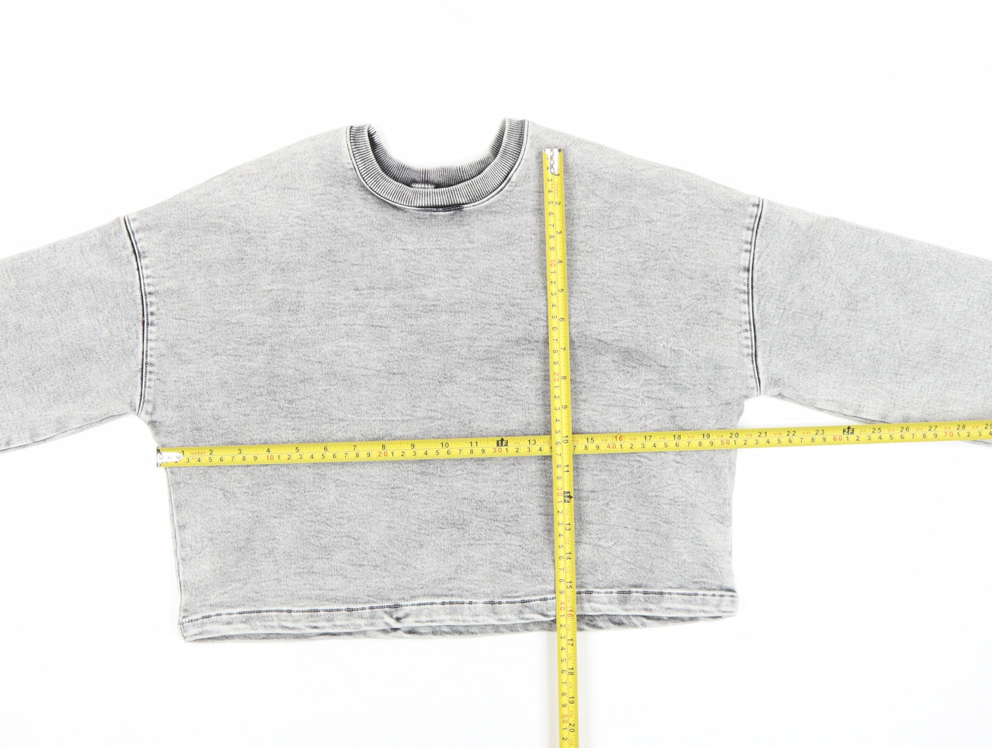 Primark Denim Co Women Grey Cropped Pullover Sweatshirt Size 6